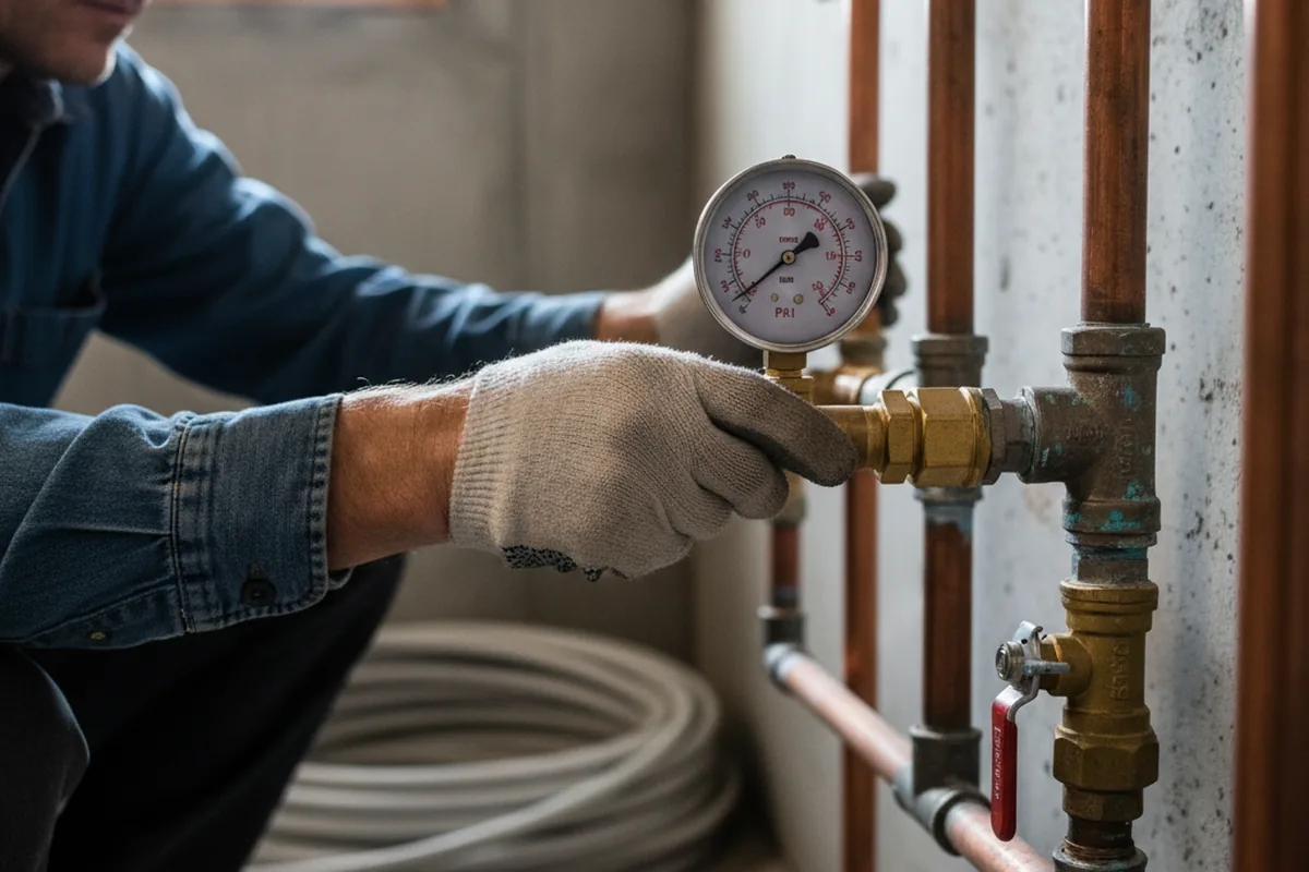 Pressure testing a repaired line during Water Line Repair in York Haven